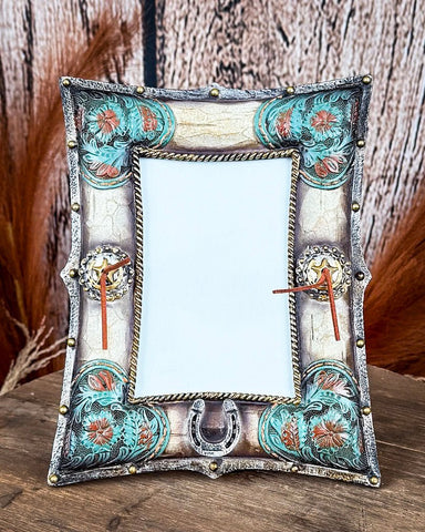 Tough 1 - Turquoise Floral Picture Frame - Gift Items - Tough 1 - Bronco Western Supply Co.