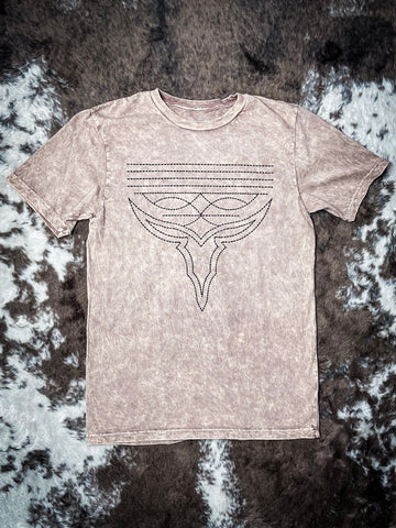Western Boot Stitch Graphic Tee - Mocha - Apparel - Lotus Fashion - Bronco Western Supply Co.