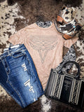 Western Boot Stitch Graphic Tee - Mocha - Apparel - Lotus Fashion - Bronco Western Supply Co.