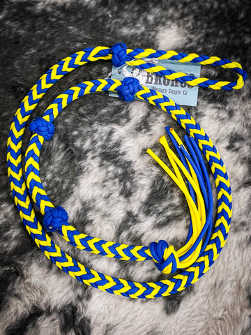 Paracord Breakaway Roping Neck Rope/Over and Under Whip-Blue/Yellow