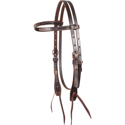 Rawhide Laced Chocolate Browband Headstall Headstalls & Accessories Martin Saddlery Bronco Western Supply Co. 