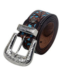 Myra Bag - Turquoise Hand Tooled Leather Belt - Western Belt - Bronco Western Supply Co.