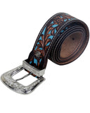 Myra Bag - Turquoise Hand Tooled Leather Belt - Western Belt - Bronco Western Supply Co.