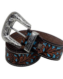 Myra Bag - Turquoise Hand Tooled Leather Belt - Western Belt - Bronco Western Supply Co.