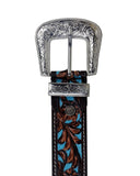 Myra Bag - Turquoise Hand Tooled Leather Belt - Western Belt - Bronco Western Supply Co.