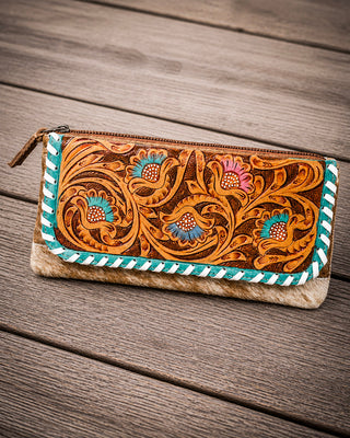 Flames Hair-On Leather Wallet by Myra Bag