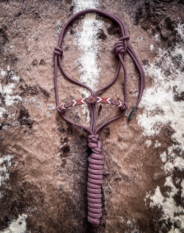 Beaded Nose Rope Halter with 9' Lead - Plum