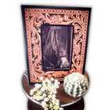 Styled view of the Myra Bag - Classic Country Photo Frame on a wood background.