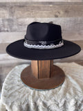 Black Betty - Black Flat Wide Brim Hat