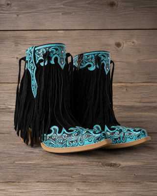 Nashville Nights Fringe Leather Boots in Twilight by Myra Bag