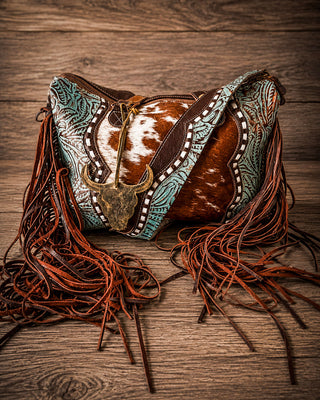 Dangle Wangle Hair-On Tooled Leather Bag by Myra Bag