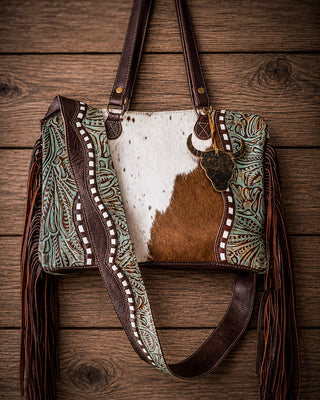 Dangle Wangle Hair-On Tooled Leather Bag by Myra Bag