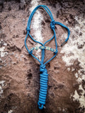 Beaded Nose Rope Halter with 9' Lead - Blue