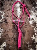 Beaded Nose Rope Halter with 9' Lead- Fuchsia