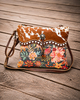 Dusa Floral Hair-On Crossbody Bag by Myra Bag