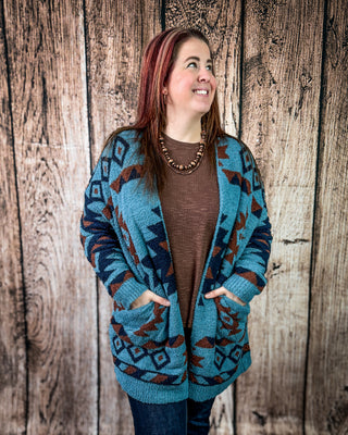 Trading Post Cloud Cardigan in Blue