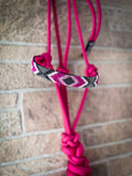 Beaded Nose Rope Halter with 9' Lead- Fuchsia