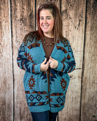 Trading Post Cloud Cardigan in Blue