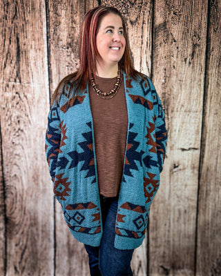 Trading Post Cloud Cardigan in Blue