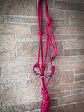 Beaded Nose Rope Halter with 9' Lead- Fuchsia