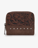 Prairie Rose Tooled Wallet in Coffee by Wrangler