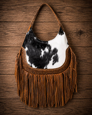 Lasso Lane Hair-On Hide Fringe Bag in Brown by Myra Bag