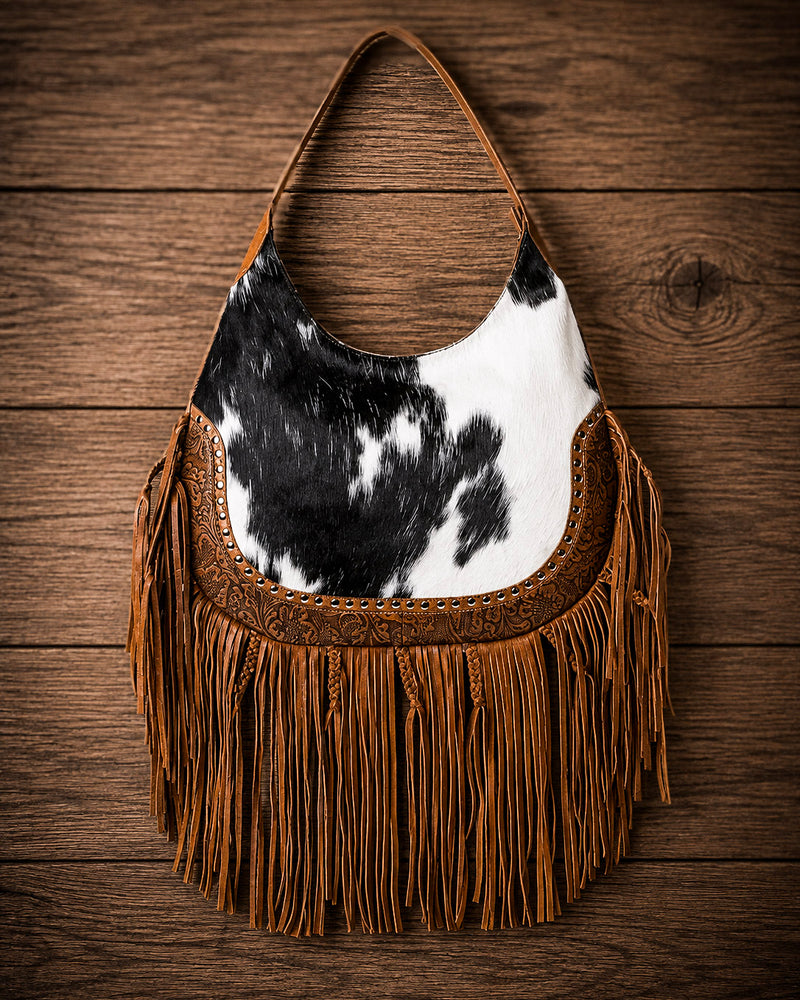 Lasso Lane Hair-On Hide Fringe Bag in Brown by Myra Bag