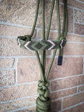 Beaded Nose Rope Halter with 9' Lead - Olive