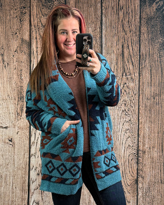 Trading Post Cloud Cardigan in Blue