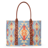 Wrangler Southwestern Pattern Dual Sided Print Canvas Wide Tote -Brown