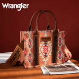Wrangler Southwestern Print Small Canvas Tote/Crossbody- Orange