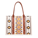 Wrangler Southwestern Pattern Dual Sided Print Canvas Wide Tote - Coffee