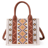 Wrangler Southwestern Print Small Canvas Tote/Crossbody- Coffee