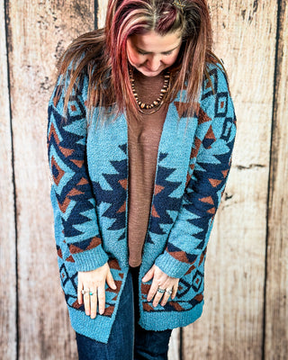 Trading Post Cloud Cardigan in Blue