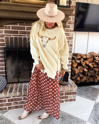 Sundance Skull Embroidered Pullover in Cream
