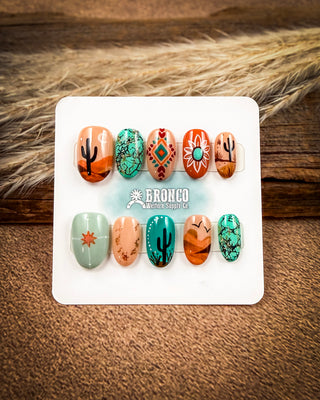 Short Oval Western Press-On Nails
