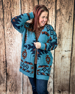 Trading Post Cloud Cardigan in Blue