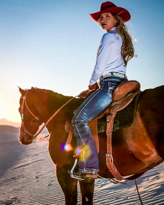 Edgy Bootcut Jeans in Medium Wash by Cowgirl Tuff