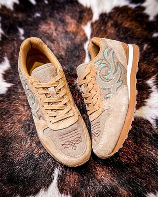 Giddyup Spice Western Stitch Joggers in Tan and Turquoise by Roper
