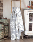 Hazy Grey Aztec Stretchy Throw
