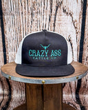 Crazy Ass Cattle Trucker Cap - Black and Turquoise