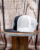 Crazy Ass Cattle Trucker Cap - Black and Turquoise