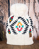 C.C. Aztec Pom Beanie - Beige