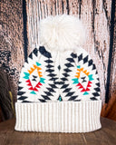 C.C. Aztec Pom Beanie - Beige