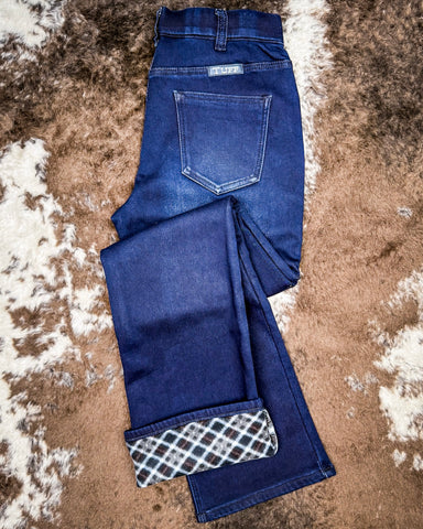 Pull-On Flannel Bootcut Jeans