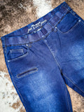 Pull-On Flannel Bootcut Jeans