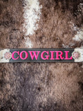 Montana West Western Guitar Style Hair-On Cowhide Crossbody Strap - Black/Pink