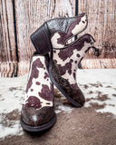 Christina Cow Print Bootie in Chocolate by Very G