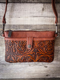 Wrangler Vintage Floral Tooled Collection Crossbody - Brown