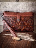 Wrangler Vintage Floral Tooled Collection Crossbody - Brown